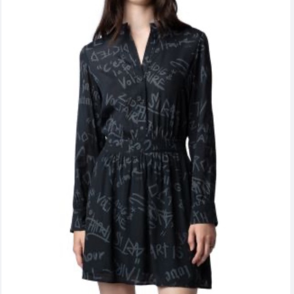 Zadig & Voltaire Refla Crepe Manifesto Dress - Picture 1 of 10